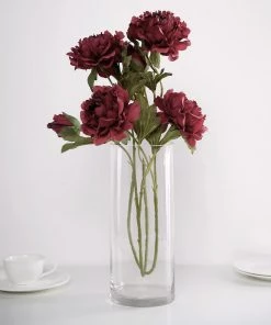 HIER_1130 2 Bushes | 29" Burgundy Artificial Long Stem Peony Flower Spray, Silk Peonies Bouquet Artificial Flowers 23 HIER_1130 2 Bushes | 29
