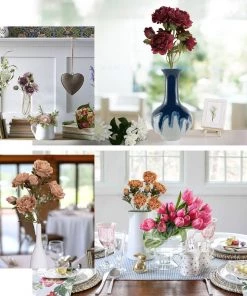 HIER_1130 2 Bushes | 29" White Artificial Long Stem Peony Flower Spray, Silk Peonies Bouquet 18 HIER_1130 2 Bushes | 29