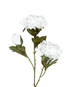 HIER_1130 2 Bushes | 29" White Artificial Long Stem Peony Flower Spray, Silk Peonies Bouquet 25 HIER_1130 2 Bushes | 29