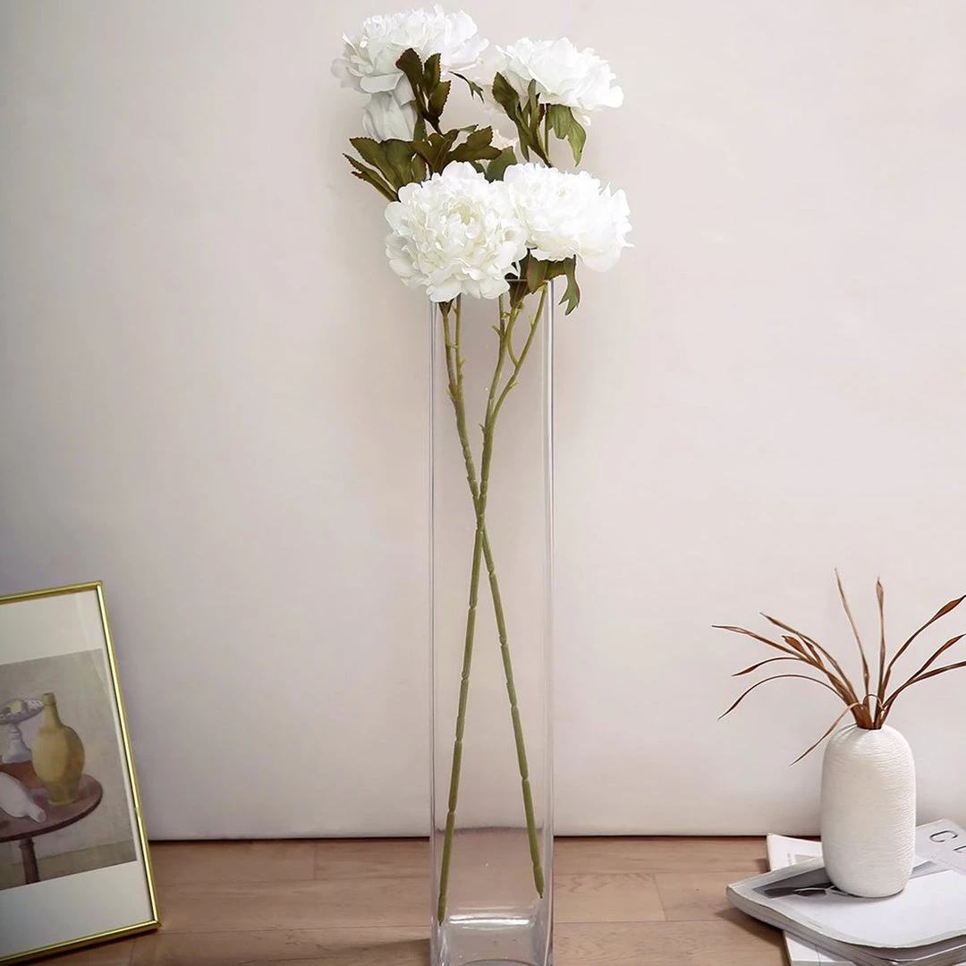 HIER_1130 2 Bushes | 29" White Artificial Long Stem Peony Flower Spray, Silk Peonies Bouquet 9 HIER_1130 2 Bushes | 29" White Artificial Long Stem Peony Flower Spray, Silk Peonies Bouquet