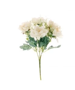 HIER_1140 Artificial Flowers 3 Bushes | 11" Silk Peonies, Artificial Peony Flower Bouquet For Vase, Peony Bush Floral Arrangement - Cream 16 HIER_1140 Artificial Flowers 3 Bushes | 11