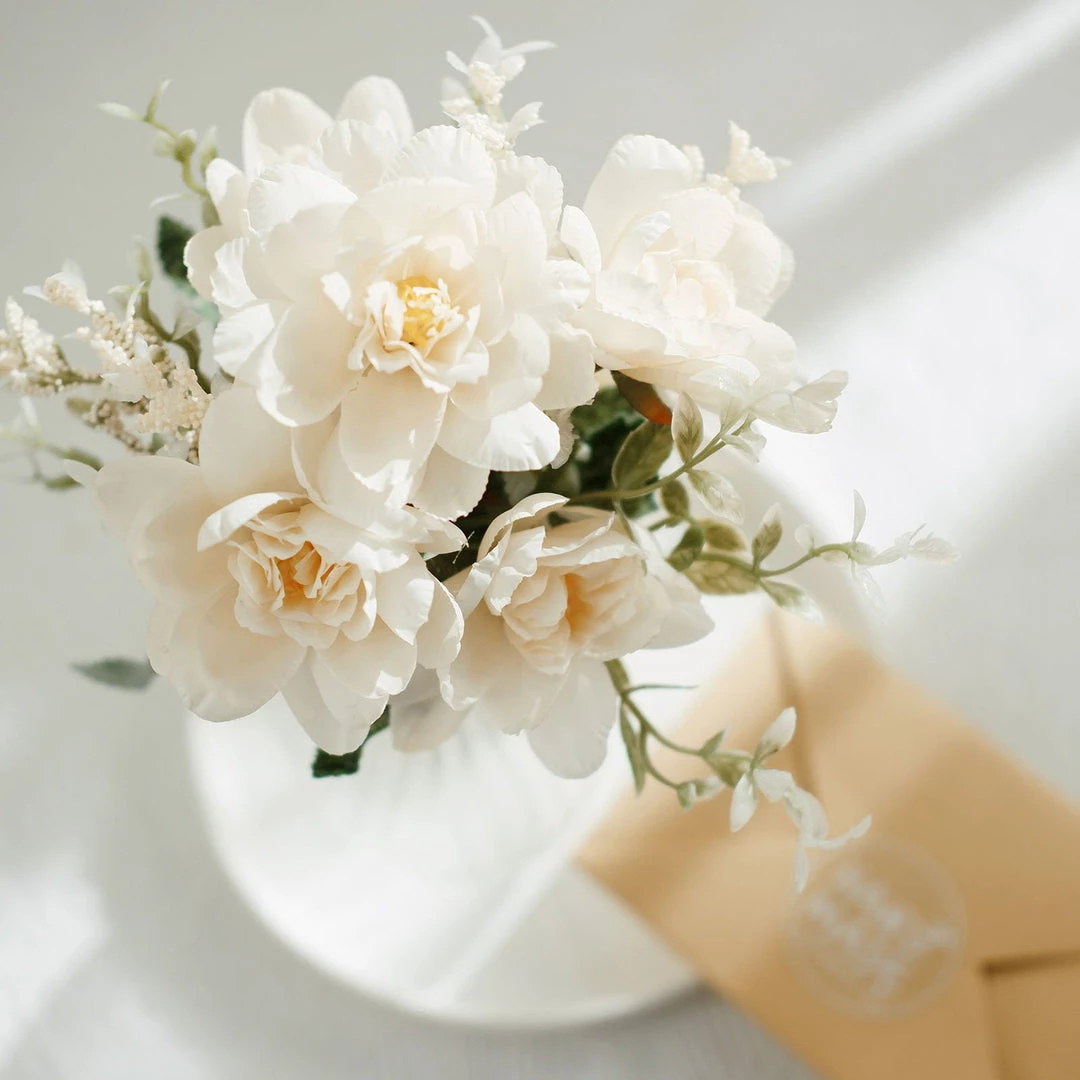 HIER_1140 Artificial Flowers 3 Bushes | 11" Silk Peonies, Artificial Peony Flower Bouquet For Vase, Peony Bush Floral Arrangement - Cream 4 HIER_1140 Artificial Flowers 3 Bushes | 11" Silk Peonies, Artificial Peony Flower Bouquet For Vase, Peony Bush Floral Arrangement - Cream