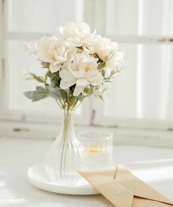 HIER_1140 Artificial Flowers 3 Bushes | 11" Silk Peonies, Artificial Peony Flower Bouquet For Vase, Peony Bush Floral Arrangement - Cream 23 HIER_1140 Artificial Flowers 3 Bushes | 11
