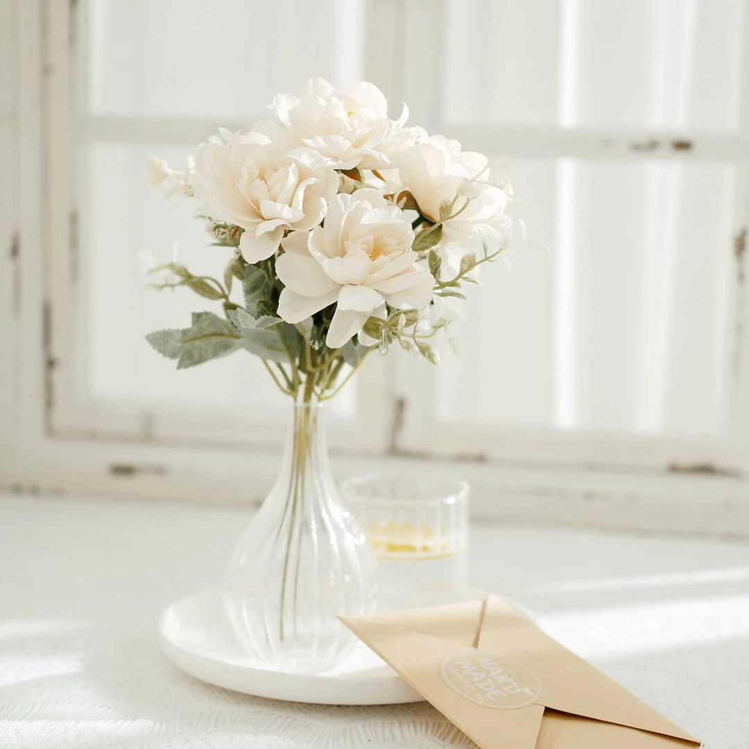 HIER_1140 Artificial Flowers 3 Bushes | 11" Silk Peonies, Artificial Peony Flower Bouquet For Vase, Peony Bush Floral Arrangement - Cream 12 HIER_1140 Artificial Flowers 3 Bushes | 11" Silk Peonies, Artificial Peony Flower Bouquet For Vase, Peony Bush Floral Arrangement - Cream
