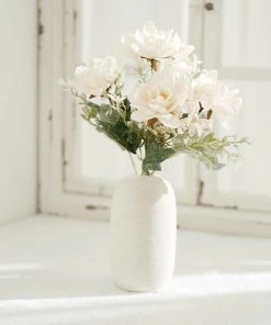HIER_1140 Artificial Flowers 3 Bushes | 11" Silk Peonies, Artificial Peony Flower Bouquet For Vase, Peony Bush Floral Arrangement - Cream