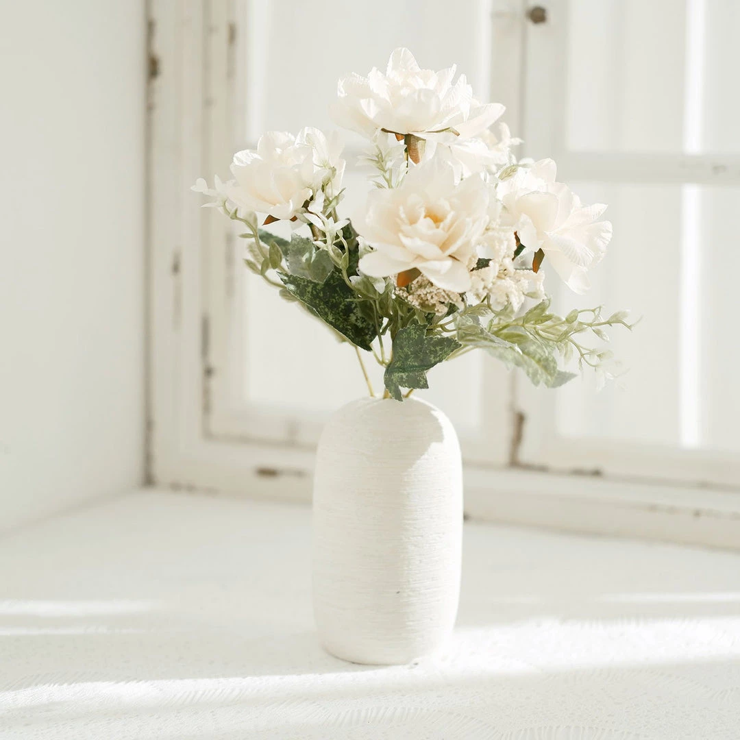 HIER_1140 Artificial Flowers 3 Bushes | 11" Silk Peonies, Artificial Peony Flower Bouquet For Vase, Peony Bush Floral Arrangement - Cream 3 HIER_1140 Artificial Flowers 3 Bushes | 11" Silk Peonies, Artificial Peony Flower Bouquet For Vase, Peony Bush Floral Arrangement - Cream