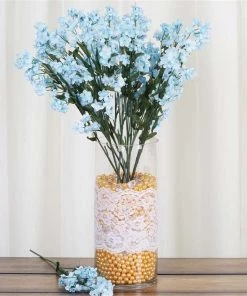 Silkflowersfactory Baby Breath Bushes Baby Breath Bush Artificial Silk Flowers - Blue