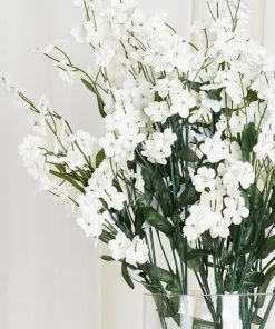 Silkflowersfactory Baby Breath Bushes Baby Breath Bush Artificial Silk Flowers - Cream