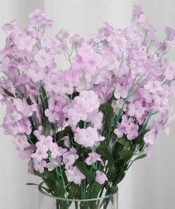 Silkflowersfactory Baby Breath Bush Artificial Silk Flowers - Lavender Baby Breath Bushes