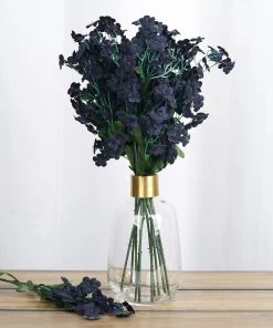 Silkflowersfactory Baby Breath Bushes Baby Breath Bush Artificial Silk Flowers - Navy Blue