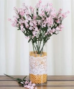 Silkflowersfactory Baby Breath Bush Artificial Silk Flowers - Pink Baby Breath Bushes