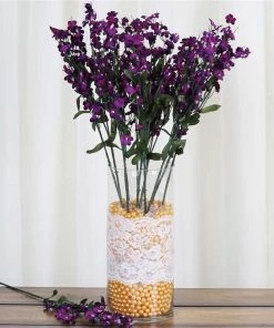 Silkflowersfactory Baby Breath Bush Artificial Silk Flowers - Purple