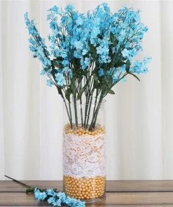 Silkflowersfactory Baby Breath Bush Artificial Silk Flowers - Turquoise