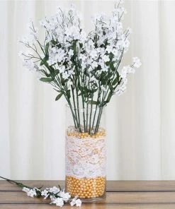 Silkflowersfactory Baby Breath Bush Artificial Silk Flowers - White Baby Breath Bushes