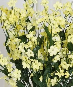 Silkflowersfactory Baby Breath Bush Artificial Silk Flowers - Yellow Baby Breath Bushes