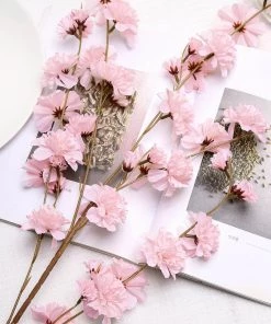 HIER_1150 Artificial Flowers 2 Branches | 42" Blush Artificial Long Stem Carnation Flower Spray, Silk Flowers Bouquet - Rose Gold