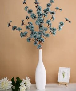 HIER_1150 Artificial Flowers 2 Branches | 42" Dusty Blue Artificial Carnation Flower Spray, Silk Flower Bouquet