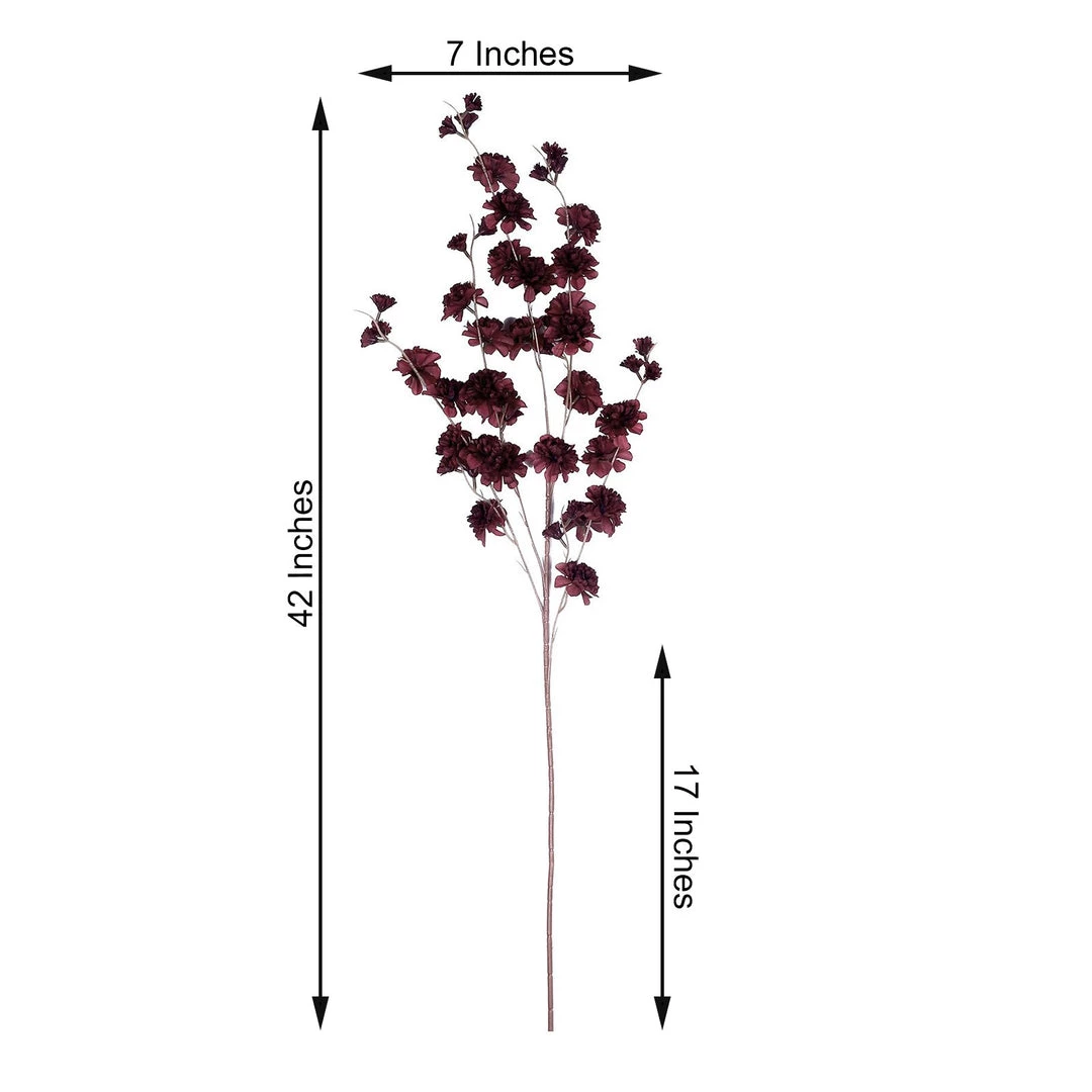 HIER_1150 2 Branches | 42" Burgundy Artificial Carnation Flower Spray, Silk Flower Bouquet 8 HIER_1150 2 Branches | 42" Burgundy Artificial Carnation Flower Spray, Silk Flower Bouquet