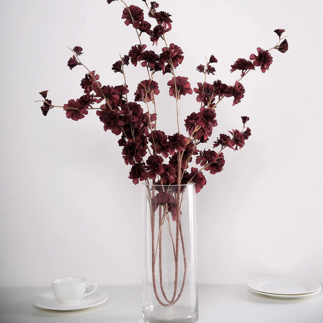 HIER_1150 2 Branches | 42" Burgundy Artificial Carnation Flower Spray, Silk Flower Bouquet 12 HIER_1150 2 Branches | 42" Burgundy Artificial Carnation Flower Spray, Silk Flower Bouquet