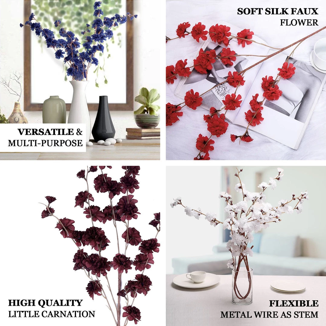 HIER_1150 2 Branches | 42" Burgundy Artificial Carnation Flower Spray, Silk Flower Bouquet 6 HIER_1150 2 Branches | 42" Burgundy Artificial Carnation Flower Spray, Silk Flower Bouquet