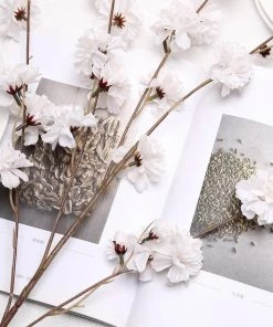 HIER_1150 2 Branches | 42" Ivory Artificial Carnation Flower Spray, Silk Flower Bouquet