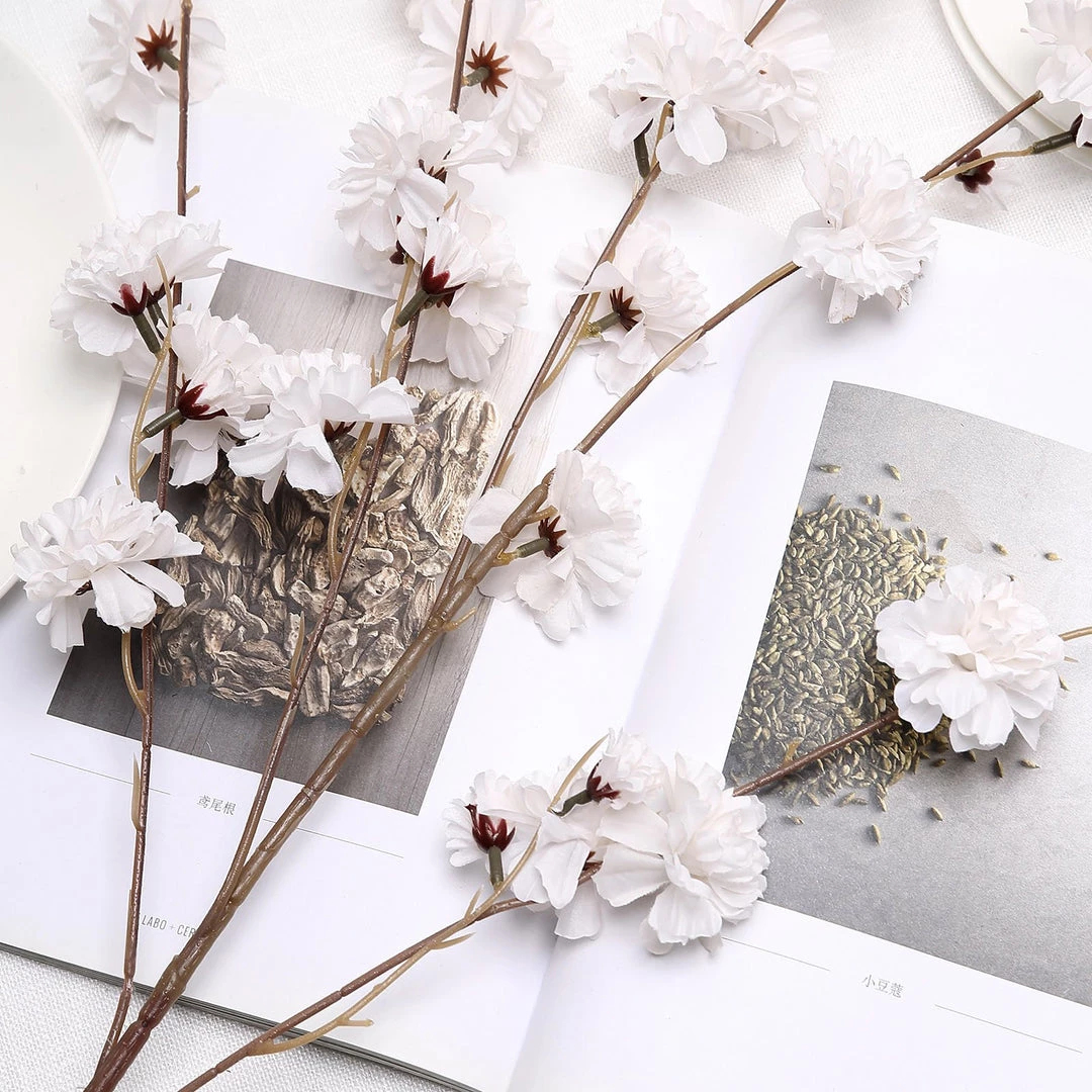 HIER_1150 2 Branches | 42" Ivory Artificial Carnation Flower Spray, Silk Flower Bouquet 4 HIER_1150 2 Branches | 42" Ivory Artificial Carnation Flower Spray, Silk Flower Bouquet