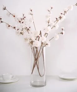 HIER_1150 2 Branches | 42" Ivory Artificial Carnation Flower Spray, Silk Flower Bouquet 23 HIER_1150 2 Branches | 42