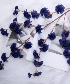 HIER_1160 2 Branches | 42" Navy Blue Artificial Carnation Flower Spray, Silk Flower Bouquet Artificial Flowers 21 HIER_1160 2 Branches | 42