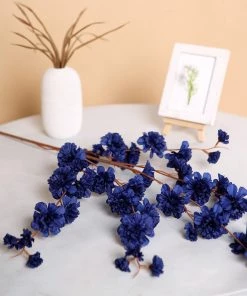 HIER_1160 2 Branches | 42" Navy Blue Artificial Carnation Flower Spray, Silk Flower Bouquet Artificial Flowers 22 HIER_1160 2 Branches | 42