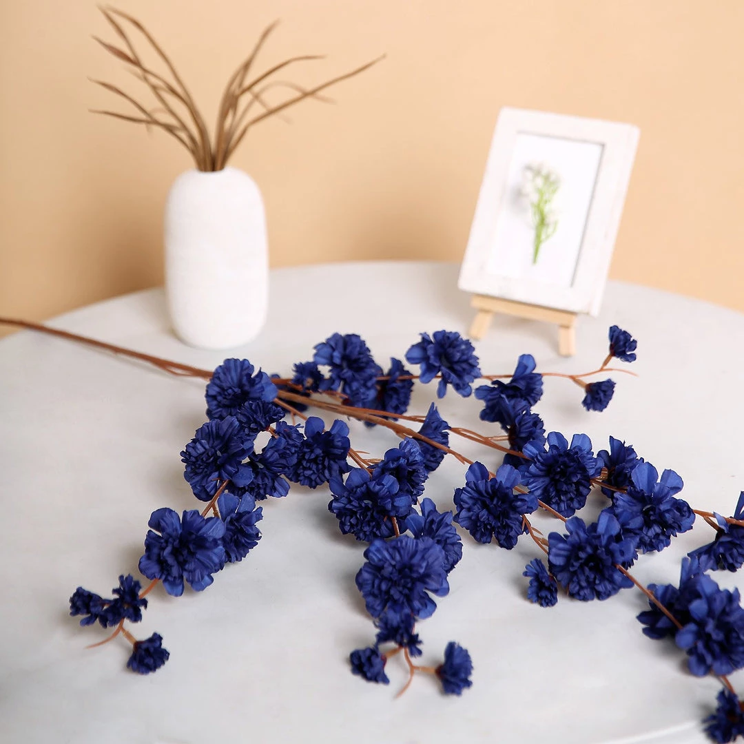 HIER_1160 2 Branches | 42" Navy Blue Artificial Carnation Flower Spray, Silk Flower Bouquet Artificial Flowers 11 HIER_1160 2 Branches | 42" Navy Blue Artificial Carnation Flower Spray, Silk Flower Bouquet Artificial Flowers