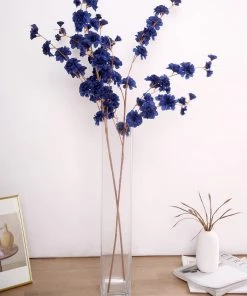 HIER_1160 2 Branches | 42" Navy Blue Artificial Carnation Flower Spray, Silk Flower Bouquet Artificial Flowers 24 HIER_1160 2 Branches | 42