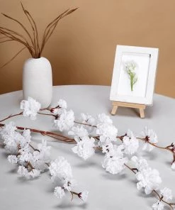 HIER_1150 2 Branches | 42" White Artificial Carnation Flower Spray, Silk Flower Bouquet 21 HIER_1150 2 Branches | 42