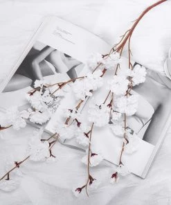 HIER_1150 2 Branches | 42" White Artificial Carnation Flower Spray, Silk Flower Bouquet 22 HIER_1150 2 Branches | 42