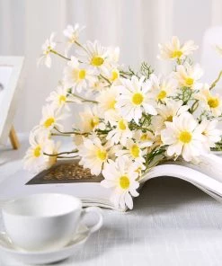 HIER_1150 Artificial Flowers 6 Bushes | 20" Blush Rose/Gold Artificial Daisy Flower Spray, Silk Flowers Bouquet 22 HIER_1150 Artificial Flowers 6 Bushes | 20