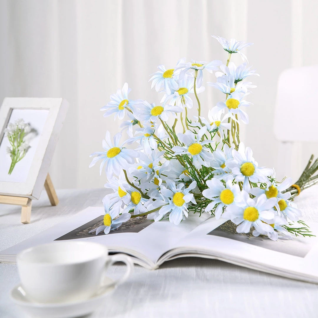 HIER_1150 Artificial Flowers 6 Bushes | 20" Light Blue Artificial Daisy Flower Spray, Silk Flowers Bouquet 10 HIER_1150 Artificial Flowers 6 Bushes | 20" Light Blue Artificial Daisy Flower Spray, Silk Flowers Bouquet