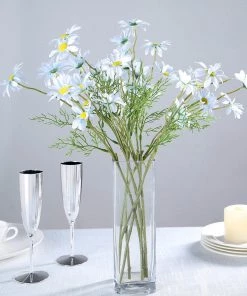 HIER_1150 Artificial Flowers 6 Bushes | 20" Light Blue Artificial Daisy Flower Spray, Silk Flowers Bouquet