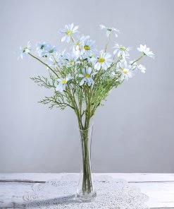 HIER_1150 Artificial Flowers 6 Bushes | 20" Light Blue Artificial Daisy Flower Spray, Silk Flowers Bouquet 20 HIER_1150 Artificial Flowers 6 Bushes | 20