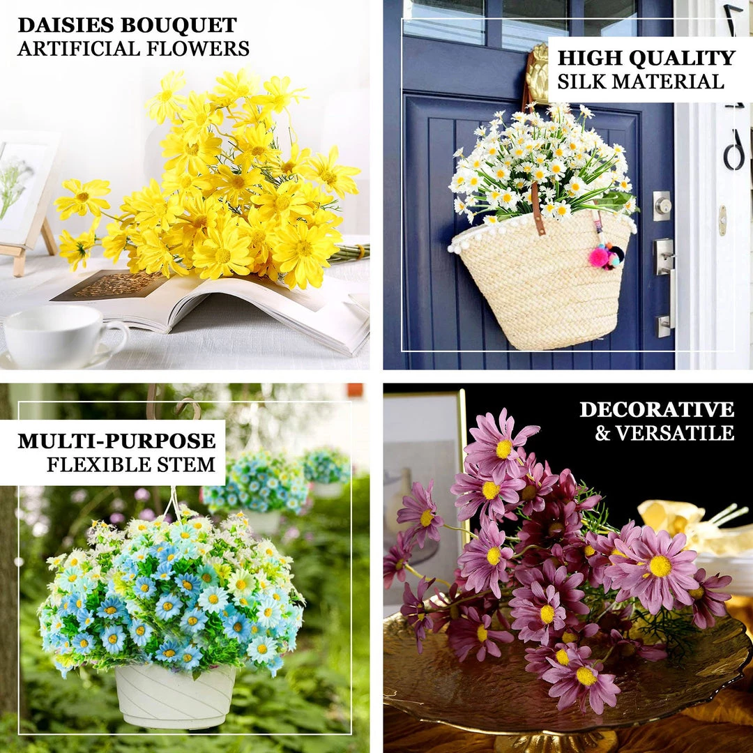 HIER_1150 6 Bushes | 20" Yellow Artificial Daisy Flower Spray, Silk Flowers Bouquet 6 HIER_1150 6 Bushes | 20" Yellow Artificial Daisy Flower Spray, Silk Flowers Bouquet