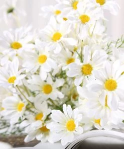 HIER_1150 6 Bushes | 20" White Artificial Daisy Flower Spray, Silk Flowers Bouquet 25 HIER_1150 6 Bushes | 20