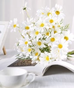 HIER_1150 6 Bushes | 20" White Artificial Daisy Flower Spray, Silk Flowers Bouquet 21 HIER_1150 6 Bushes | 20