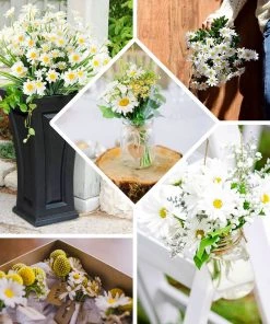 HIER_1150 Artificial Flowers 6 Bushes | 20" Blush Rose/Gold Artificial Daisy Flower Spray, Silk Flowers Bouquet 18 HIER_1150 Artificial Flowers 6 Bushes | 20