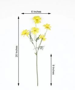 HIER_1150 6 Bushes | 20" Yellow Artificial Daisy Flower Spray, Silk Flowers Bouquet 19 HIER_1150 6 Bushes | 20