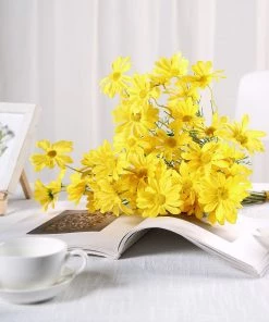 HIER_1150 6 Bushes | 20" Yellow Artificial Daisy Flower Spray, Silk Flowers Bouquet 22 HIER_1150 6 Bushes | 20