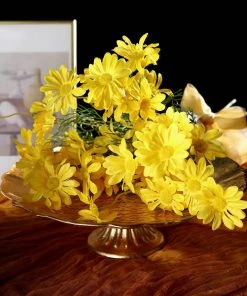 HIER_1150 6 Bushes | 20" Yellow Artificial Daisy Flower Spray, Silk Flowers Bouquet 21 HIER_1150 6 Bushes | 20