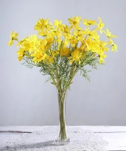 HIER_1150 6 Bushes | 20" Yellow Artificial Daisy Flower Spray, Silk Flowers Bouquet 23 HIER_1150 6 Bushes | 20