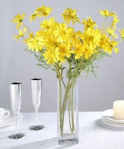 HIER_1150 6 Bushes | 20" Yellow Artificial Daisy Flower Spray, Silk Flowers Bouquet