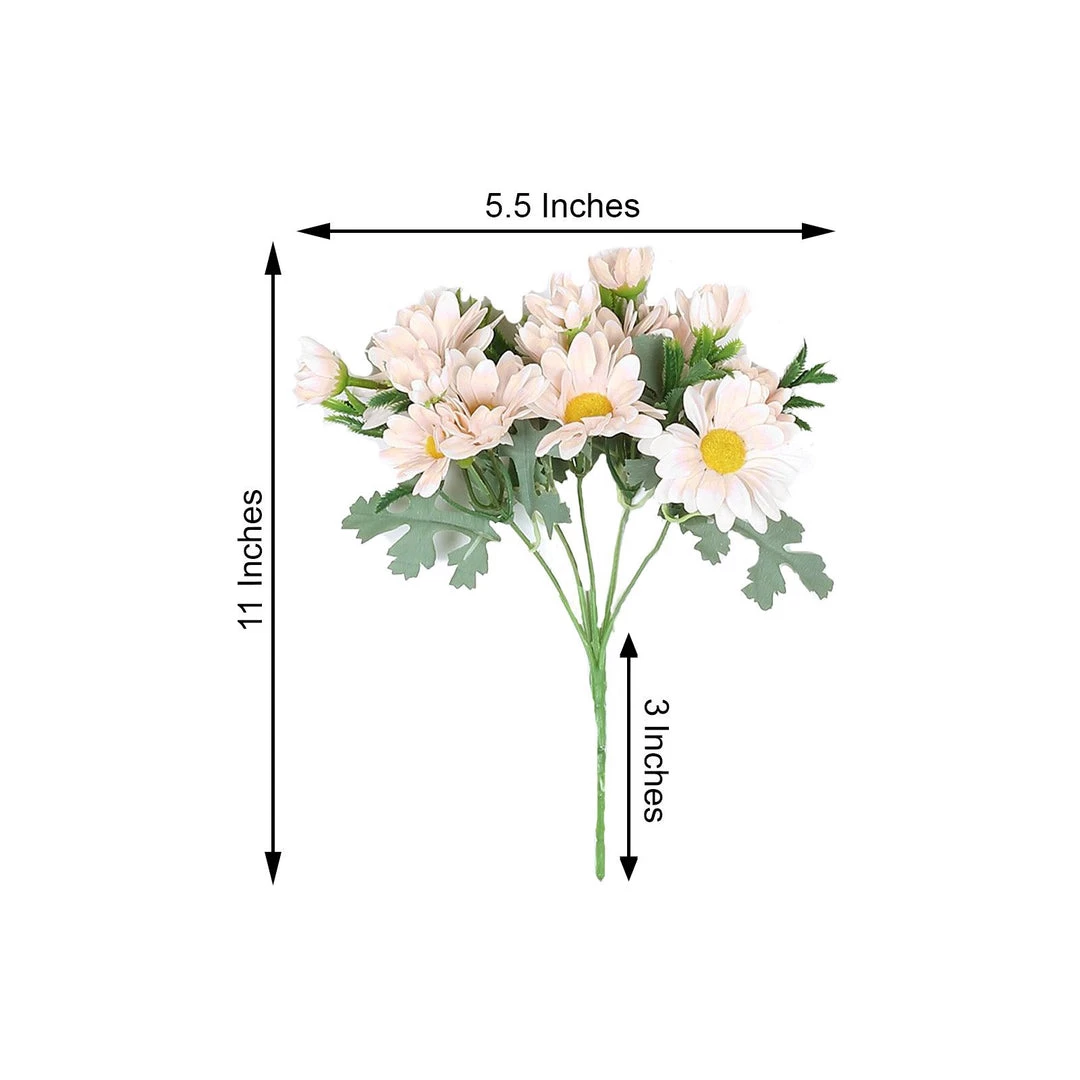 HIER_1150 4 Pack | 11" Blush Artificial Daisy Flower Bushes Silk Flower Bouquet - Rose Gold 8 HIER_1150 4 Pack | 11" Blush Artificial Daisy Flower Bushes Silk Flower Bouquet - Rose Gold