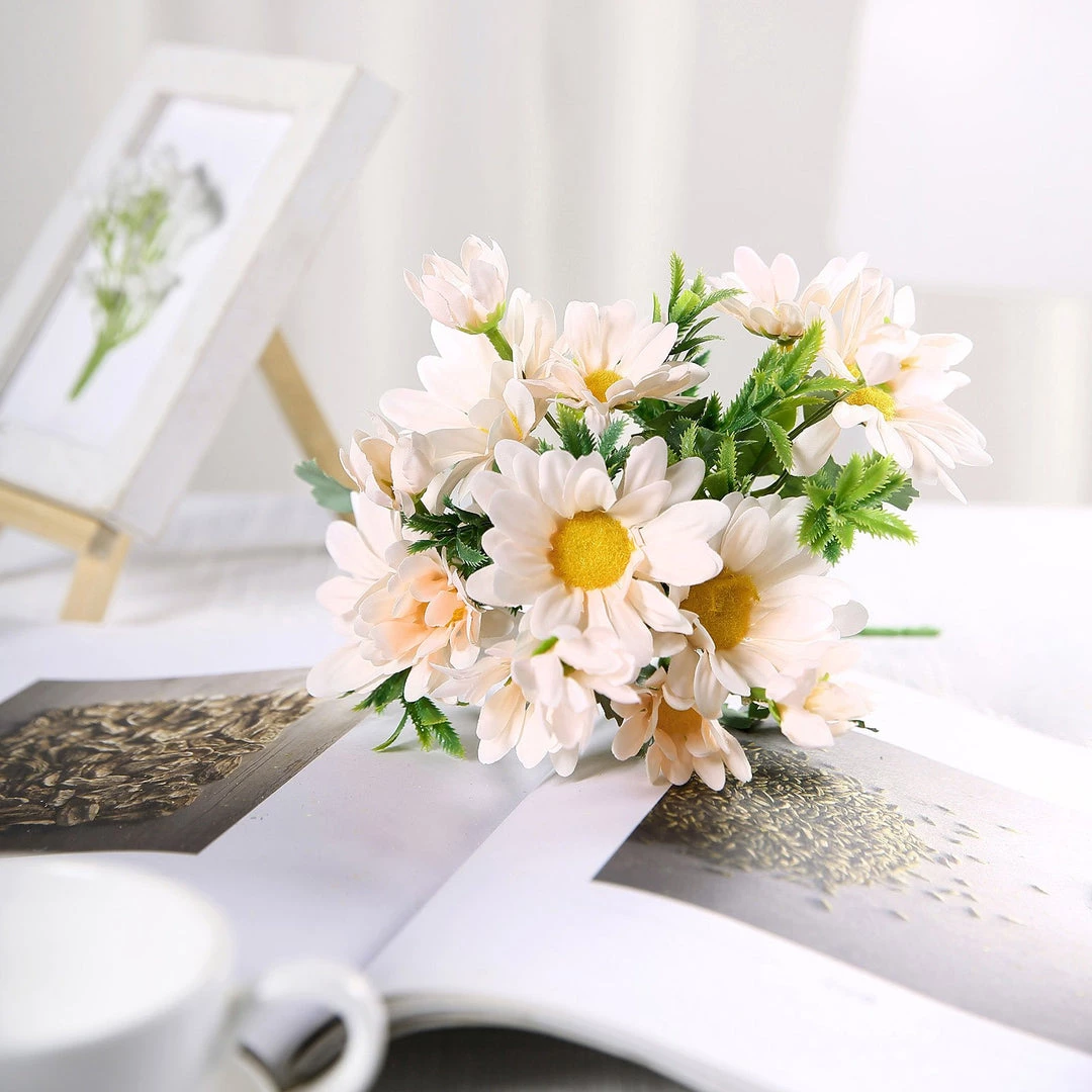 HIER_1150 4 Pack | 11" Blush Artificial Daisy Flower Bushes Silk Flower Bouquet - Rose Gold 3 HIER_1150 4 Pack | 11" Blush Artificial Daisy Flower Bushes Silk Flower Bouquet - Rose Gold