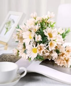 HIER_1150 4 Pack | 11" Blush Artificial Daisy Flower Bushes Silk Flower Bouquet - Rose Gold 22 HIER_1150 4 Pack | 11