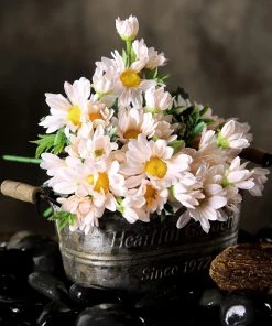 HIER_1150 4 Pack | 11" Blush Artificial Daisy Flower Bushes Silk Flower Bouquet - Rose Gold 23 HIER_1150 4 Pack | 11